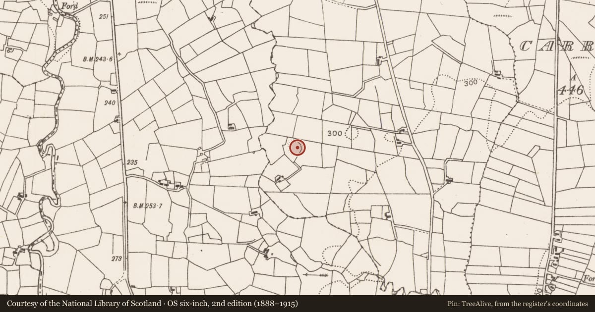 Ordnance Survey six-inch map, 2nd edition (1888–1915) covering the location of Souterrain, Rathrowan, County Mayo, with a pin at the register's coordinates