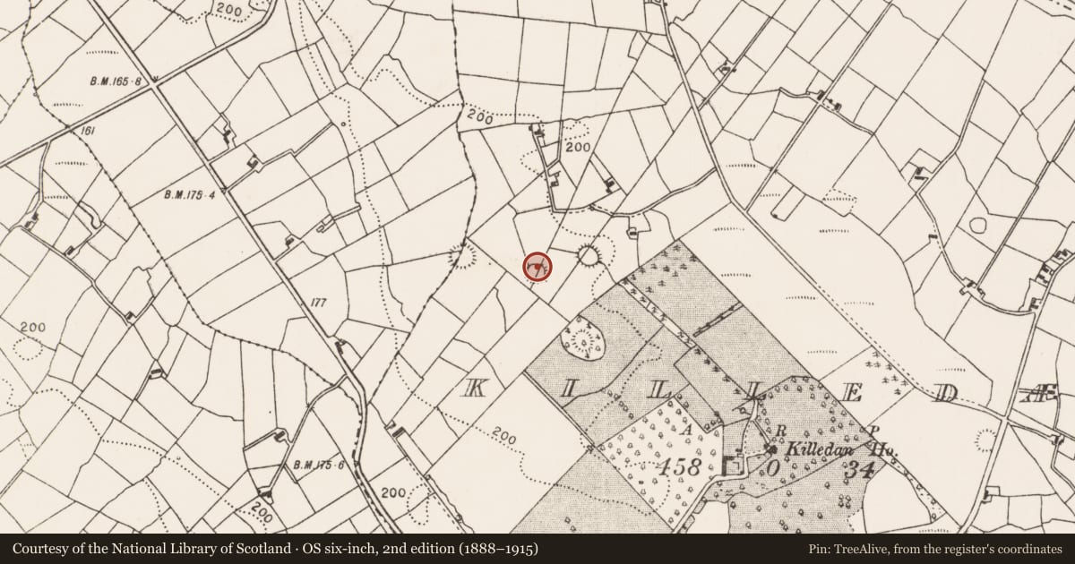 Ordnance Survey six-inch map, 2nd edition (1888–1915) covering the location of Ringfort - rath, Killedan, County Mayo, with a pin at the register's coordinates