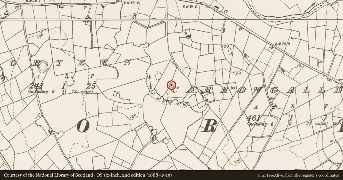 Ordnance Survey six-inch map, 2nd edition (1888–1915) covering the location of Earthwork, Carrowgallda, County Mayo, with a pin at the register's coordinates