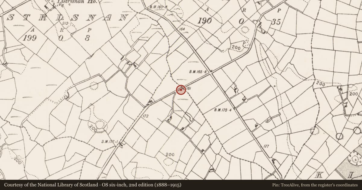 Ordnance Survey six-inch map, 2nd edition (1888–1915) covering the location of Burnt mound, Rathslevin, County Mayo, with a pin at the register's coordinates