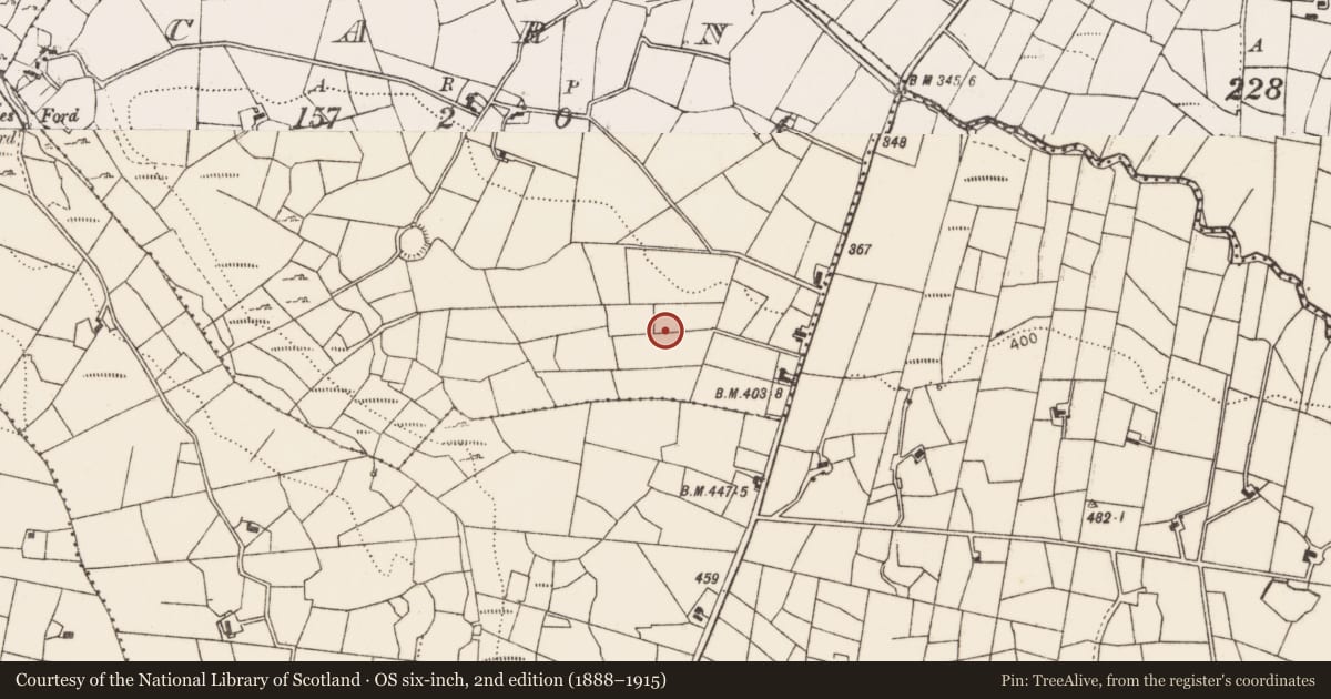 Ordnance Survey six-inch map, 2nd edition (1888–1915) covering the location of Enclosure, Carn, County Mayo, with a pin at the register's coordinates