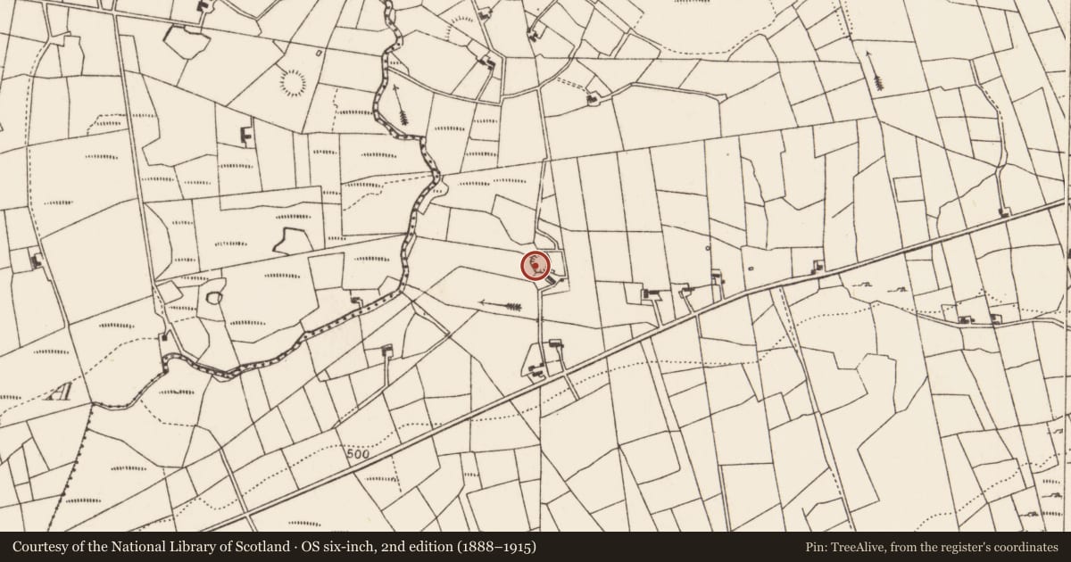 Ordnance Survey six-inch map, 2nd edition (1888–1915) covering the location of Ringfort - rath, Kilgarriff West, County Mayo, with a pin at the register's coordinates