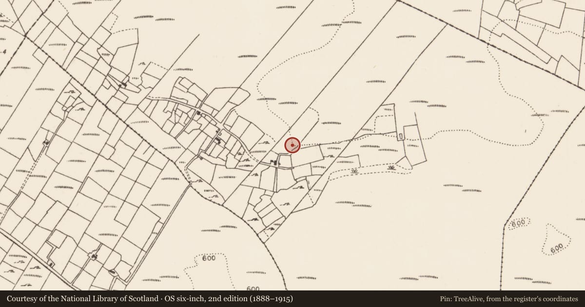 Ordnance Survey six-inch map, 2nd edition (1888–1915) covering the location of Burial ground, Barcull, County Mayo, with a pin at the register's coordinates
