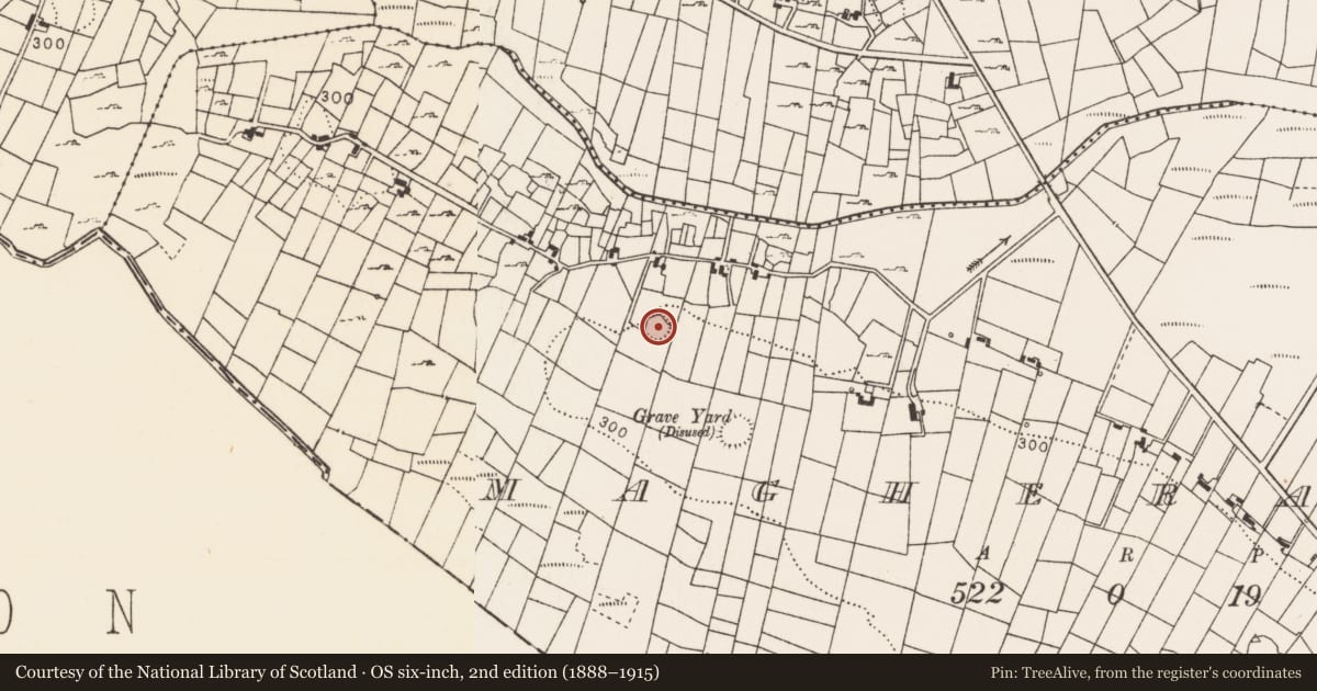 Ordnance Survey six-inch map, 2nd edition (1888–1915) covering the location of Ringfort - cashel, Magheraboy, County Mayo, with a pin at the register's coordinates