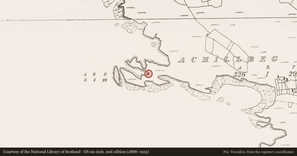 Ordnance Survey six-inch map, 2nd edition (1888–1915) covering the location of Promontory fort - coastal, Acaill Bheag, County Mayo, with a pin at the register's coordinates