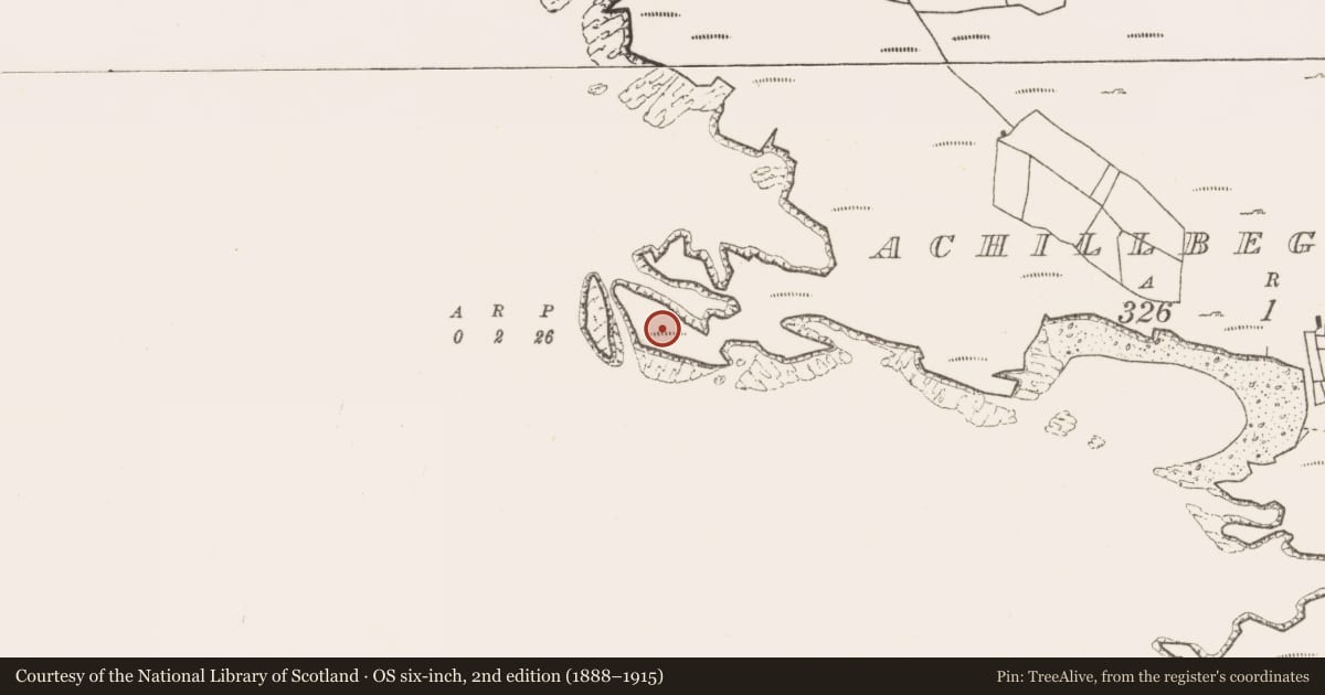 Ordnance Survey six-inch map, 2nd edition (1888–1915) covering the location of Promontory fort - coastal, Acaill Bheag, County Mayo, with a pin at the register's coordinates
