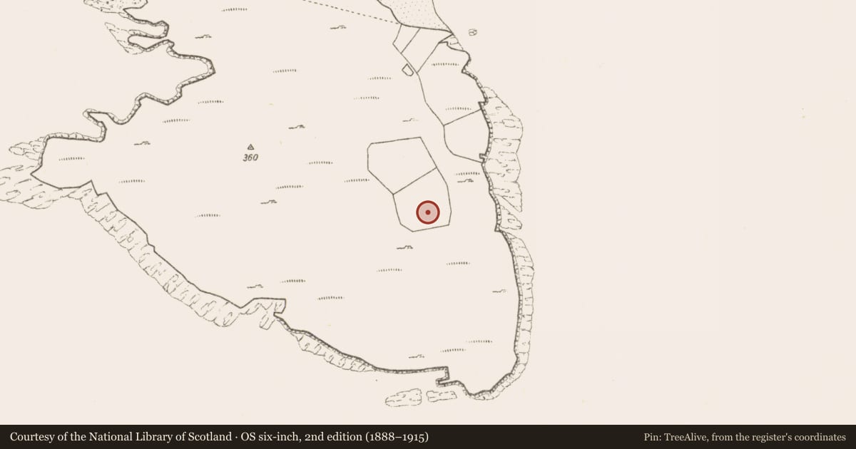 Ordnance Survey six-inch map, 2nd edition (1888–1915) covering the location of Enclosure, Acaill Bheag, County Mayo, with a pin at the register's coordinates