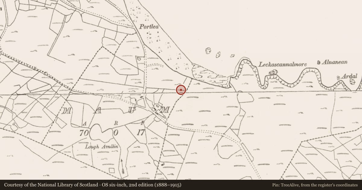 Ordnance Survey six-inch map, 2nd edition (1888–1915) covering the location of Water mill - unclassified, Maum, County Mayo, with a pin at the register's coordinates