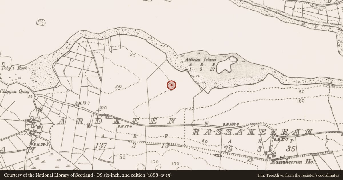 Ordnance Survey six-inch map, 2nd edition (1888–1915) covering the location of Ringfort - rath, Ardkeen, County Mayo, with a pin at the register's coordinates