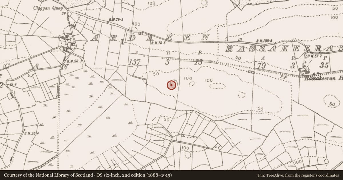 Ordnance Survey six-inch map, 2nd edition (1888–1915) covering the location of Ringfort - rath, Ardkeen, County Mayo, with a pin at the register's coordinates