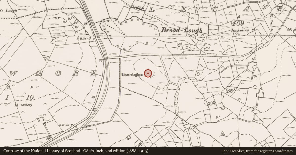 Ordnance Survey six-inch map, 2nd edition (1888–1915) covering the location of Ringfort - rath, Lecarrow, County Mayo, with a pin at the register's coordinates