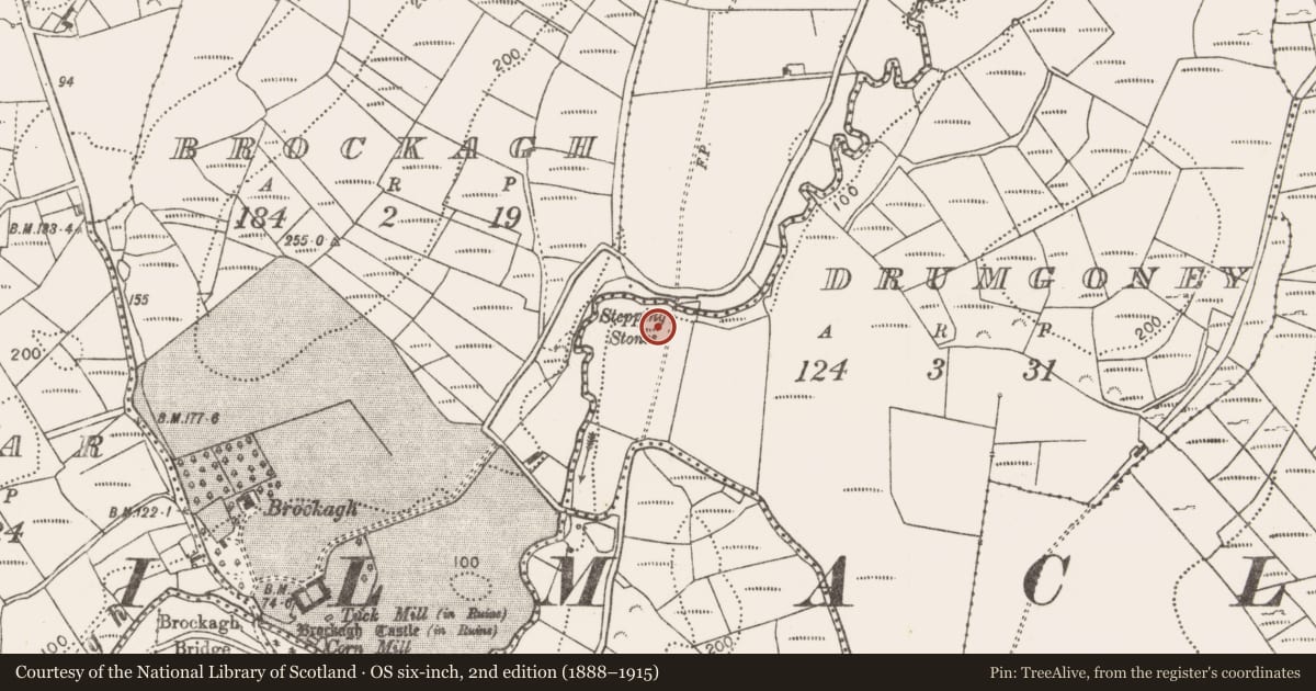 Ordnance Survey six-inch map, 2nd edition (1888–1915) covering the location of Ringfort - rath, Drumgoney, County Mayo, with a pin at the register's coordinates
