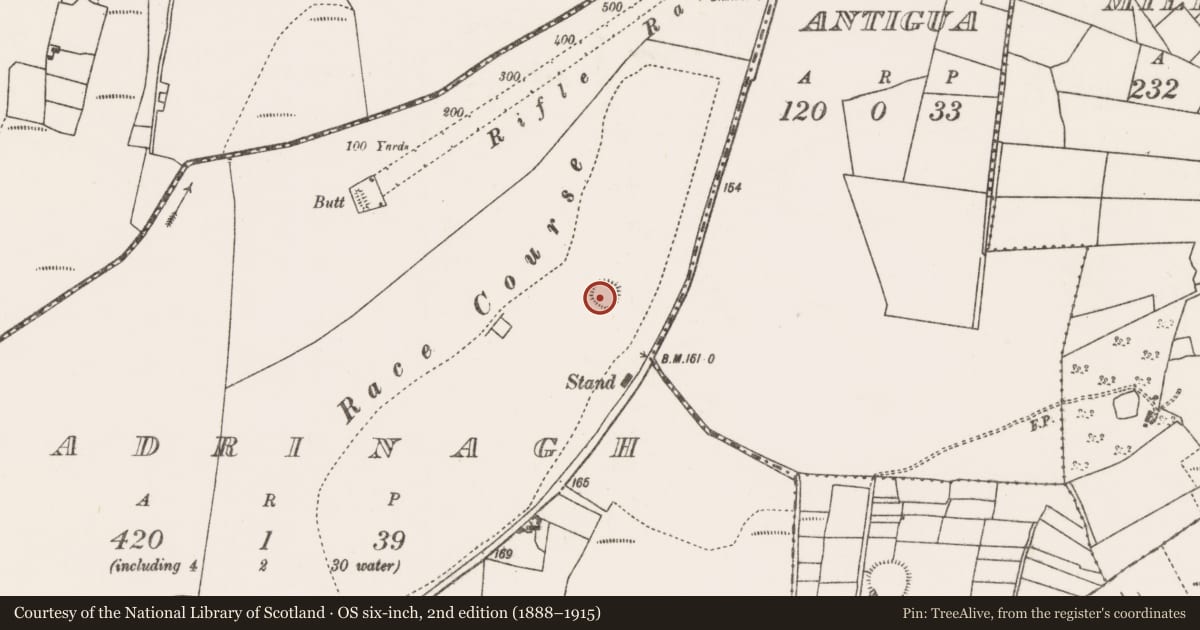 Ordnance Survey six-inch map, 2nd edition (1888–1915) covering the location of Ringfort - rath, Aghadrinagh, County Mayo, with a pin at the register's coordinates