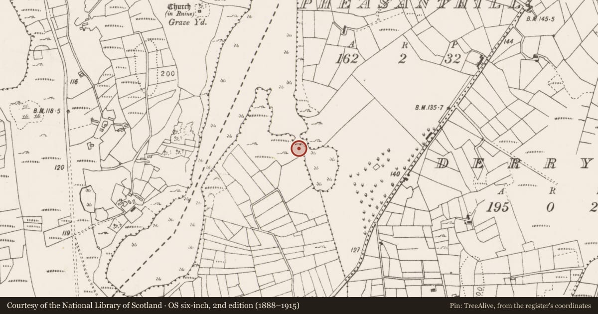 Ordnance Survey six-inch map, 2nd edition (1888–1915) covering the location of Crannog, Lannagh Or Castlebar Lough, County Mayo, with a pin at the register's coordinates
