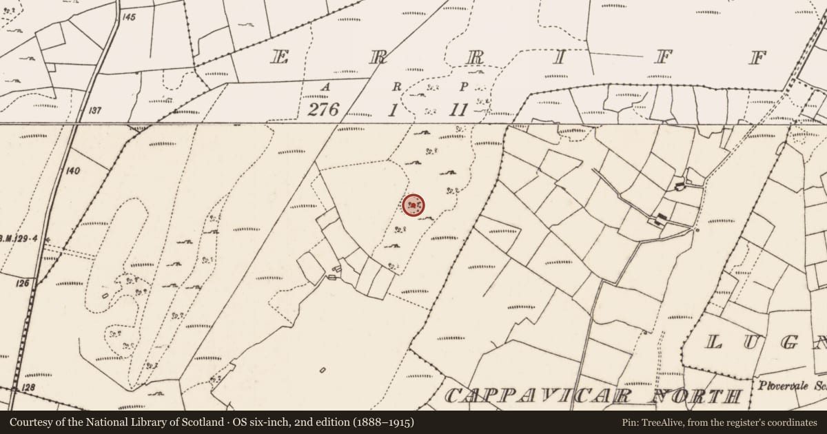 Ordnance Survey six-inch map, 2nd edition (1888–1915) covering the location of Ringfort - rath, Erriff, County Mayo, with a pin at the register's coordinates