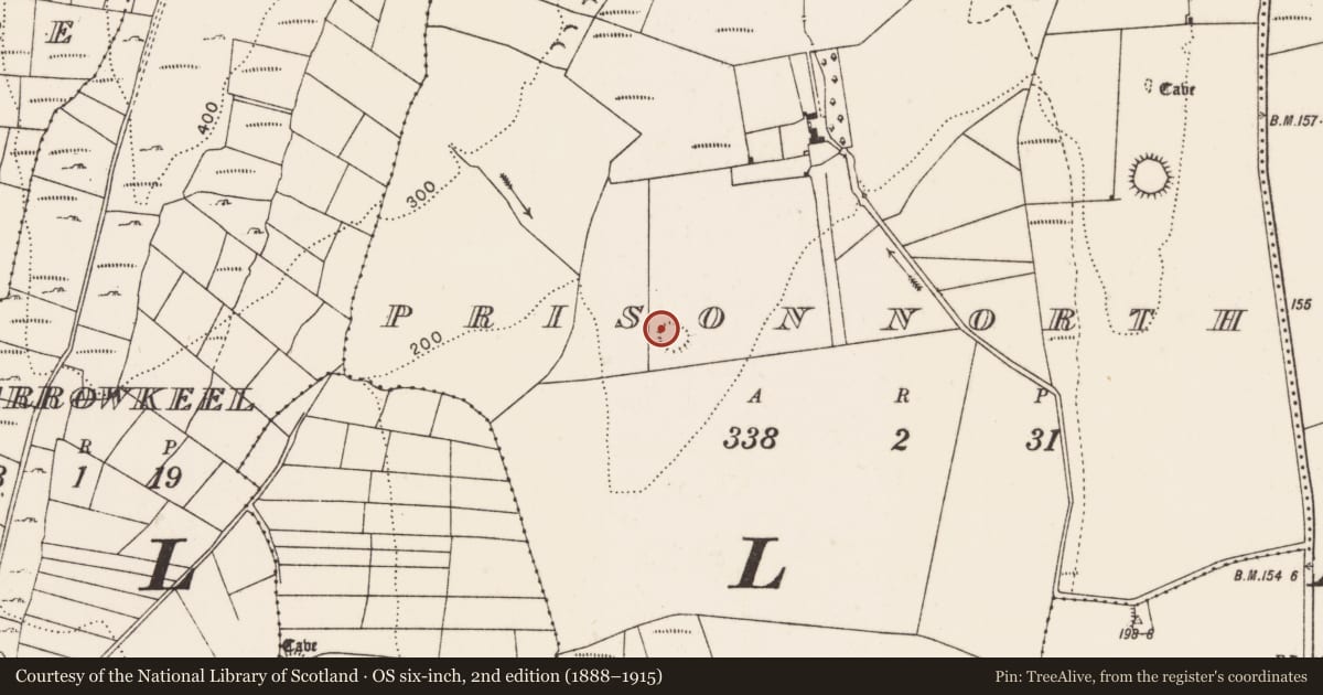Ordnance Survey six-inch map, 2nd edition (1888–1915) covering the location of House - indeterminate date, Prison North, County Mayo, with a pin at the register's coordinates