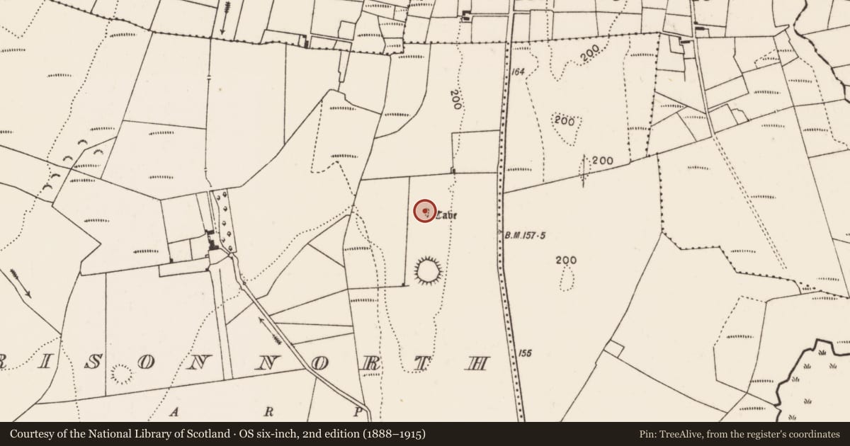 Ordnance Survey six-inch map, 2nd edition (1888–1915) covering the location of Souterrain, Prison North, County Mayo, with a pin at the register's coordinates