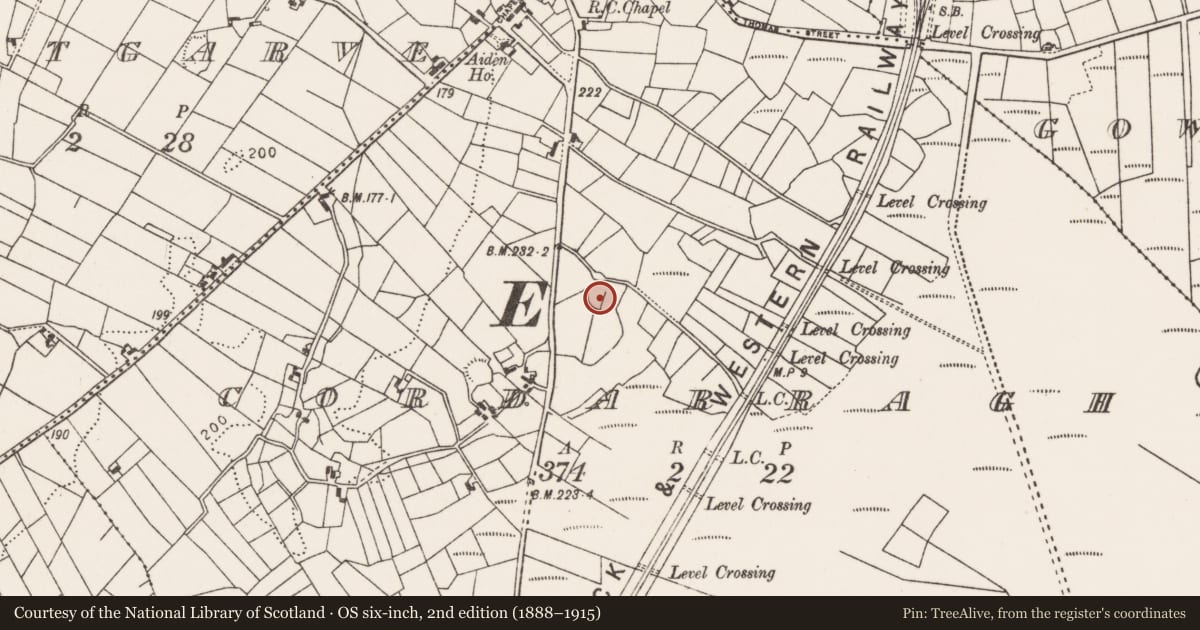 Ordnance Survey six-inch map, 2nd edition (1888–1915) covering the location of Ringfort - rath, Cordarragh, County Mayo, with a pin at the register's coordinates