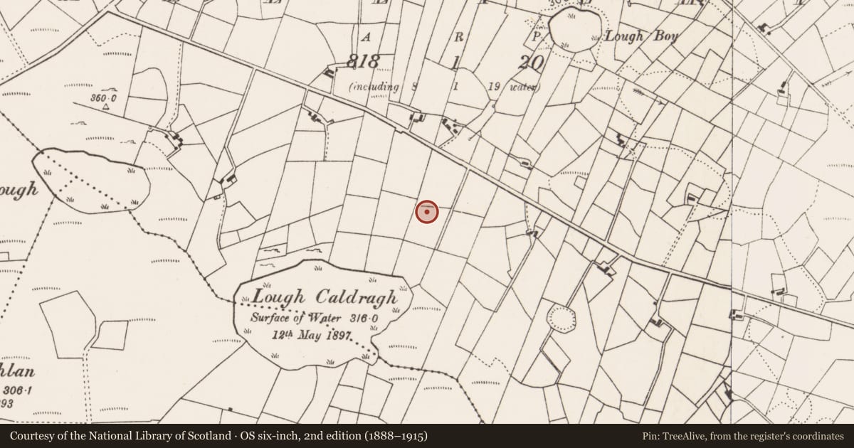 Ordnance Survey six-inch map, 2nd edition (1888–1915) covering the location of Earthwork, Falleighter, County Mayo, with a pin at the register's coordinates