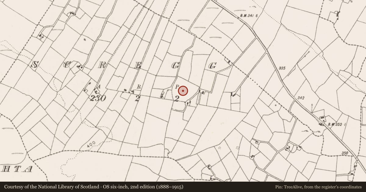 Ordnance Survey six-inch map, 2nd edition (1888–1915) covering the location of Barrow - embanked barrow, Scregg (Costello By., Aghamore Par.), County Mayo, with a pin at the register's coordinates