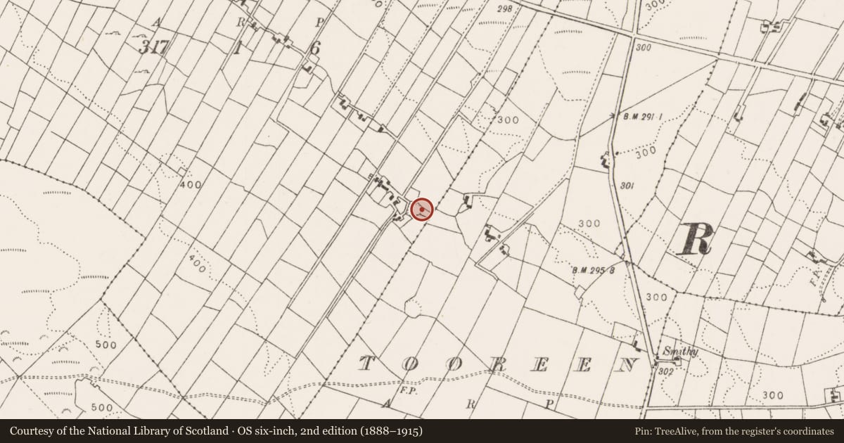 Ordnance Survey six-inch map, 2nd edition (1888–1915) covering the location of Ringfort - cashel, Cappagh, County Mayo, with a pin at the register's coordinates