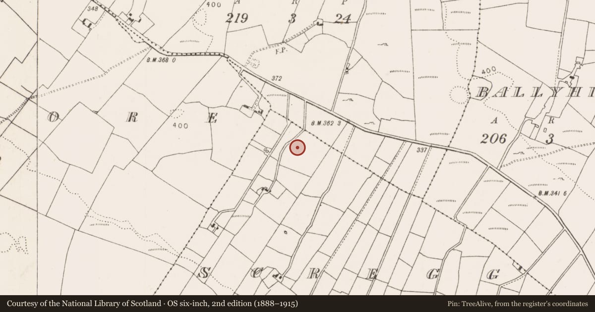 Ordnance Survey six-inch map, 2nd edition (1888–1915) covering the location of Cairn - unclassified, Scregg (Costello By., Aghamore Par.), County Mayo, with a pin at the register's coordinates