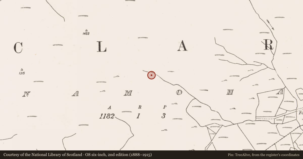 Ordnance Survey six-inch map, 2nd edition (1888–1915) covering the location of Booley hut, Bunnamohaun, County Mayo, with a pin at the register's coordinates
