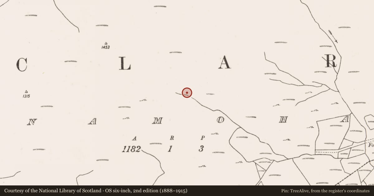 Ordnance Survey six-inch map, 2nd edition (1888–1915) covering the location of Booley hut, Bunnamohaun, County Mayo, with a pin at the register's coordinates