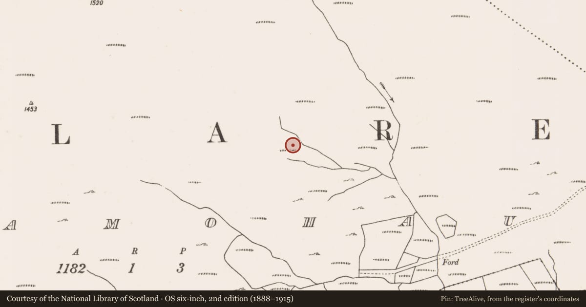 Ordnance Survey six-inch map, 2nd edition (1888–1915) covering the location of House - indeterminate date, Bunnamohaun, County Mayo, with a pin at the register's coordinates
