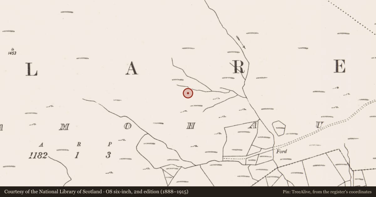Ordnance Survey six-inch map, 2nd edition (1888–1915) covering the location of House - indeterminate date, Bunnamohaun, County Mayo, with a pin at the register's coordinates