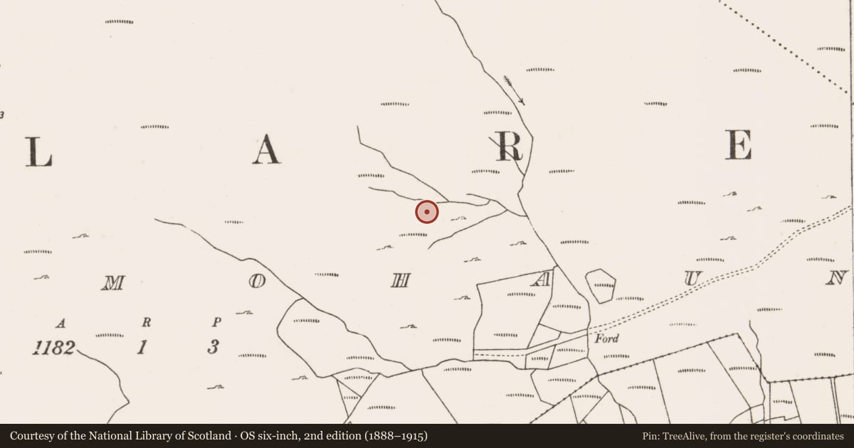 Ordnance Survey six-inch map, 2nd edition (1888–1915) covering the location of House - indeterminate date, Bunnamohaun, County Mayo, with a pin at the register's coordinates