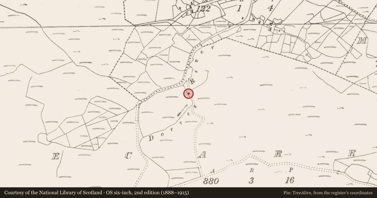 Ordnance Survey six-inch map, 2nd edition (1888–1915) covering the location of Fulacht fia, Lecarrow, County Mayo, with a pin at the register's coordinates