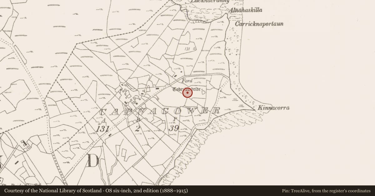 Ordnance Survey six-inch map, 2nd edition (1888–1915) covering the location of House - indeterminate date, Capnagower, County Mayo, with a pin at the register's coordinates