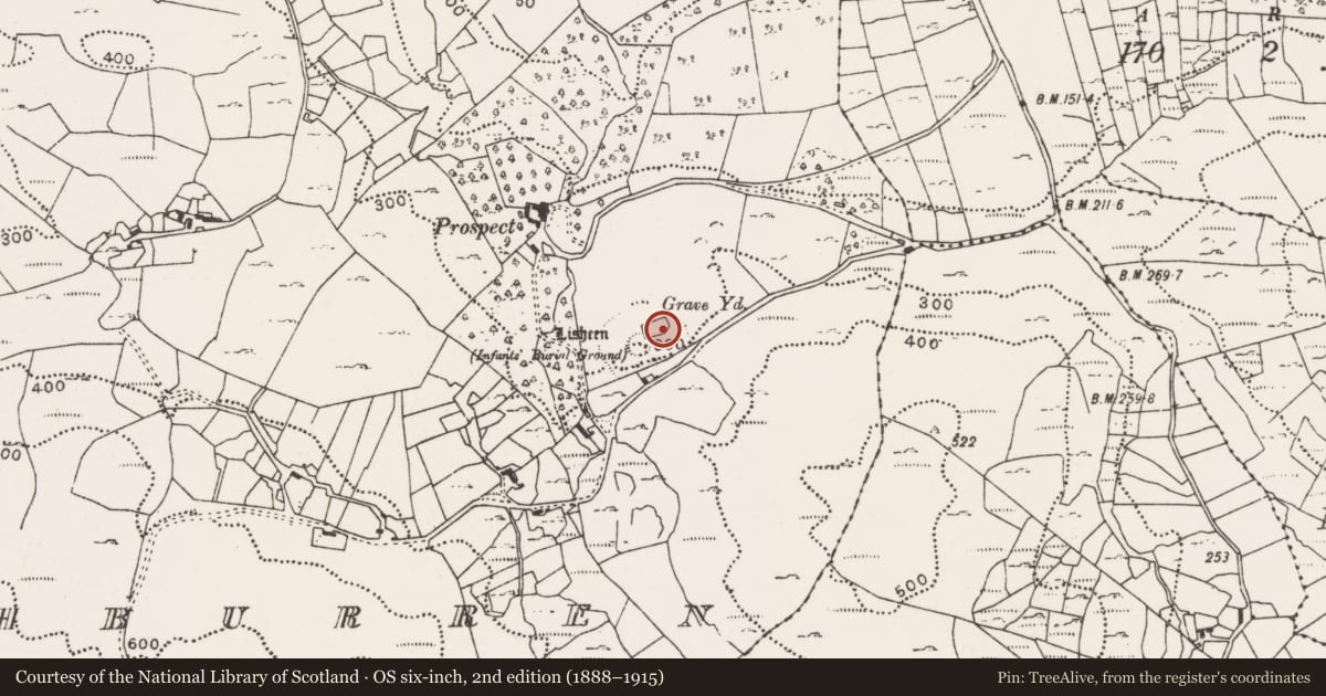 Ordnance Survey six-inch map, 2nd edition (1888–1915) covering the location of Graveyard, Fahburren, County Mayo, with a pin at the register's coordinates