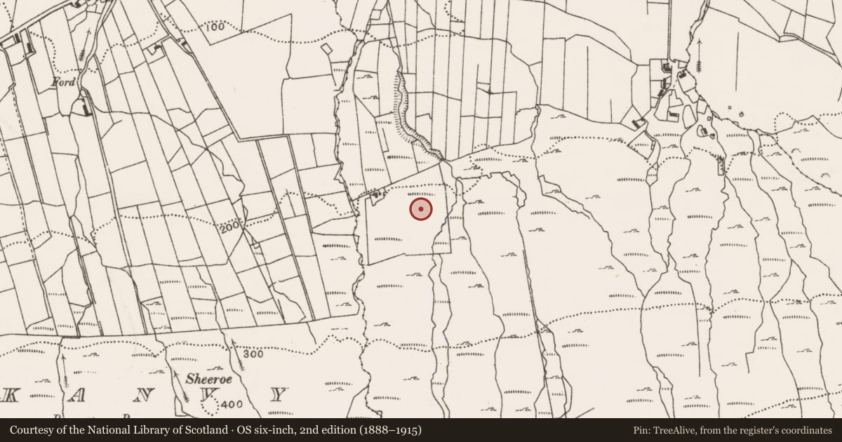 Ordnance Survey six-inch map, 2nd edition (1888–1915) covering the location of Sweathouse, Carrowmacloughlin, County Mayo, with a pin at the register's coordinates