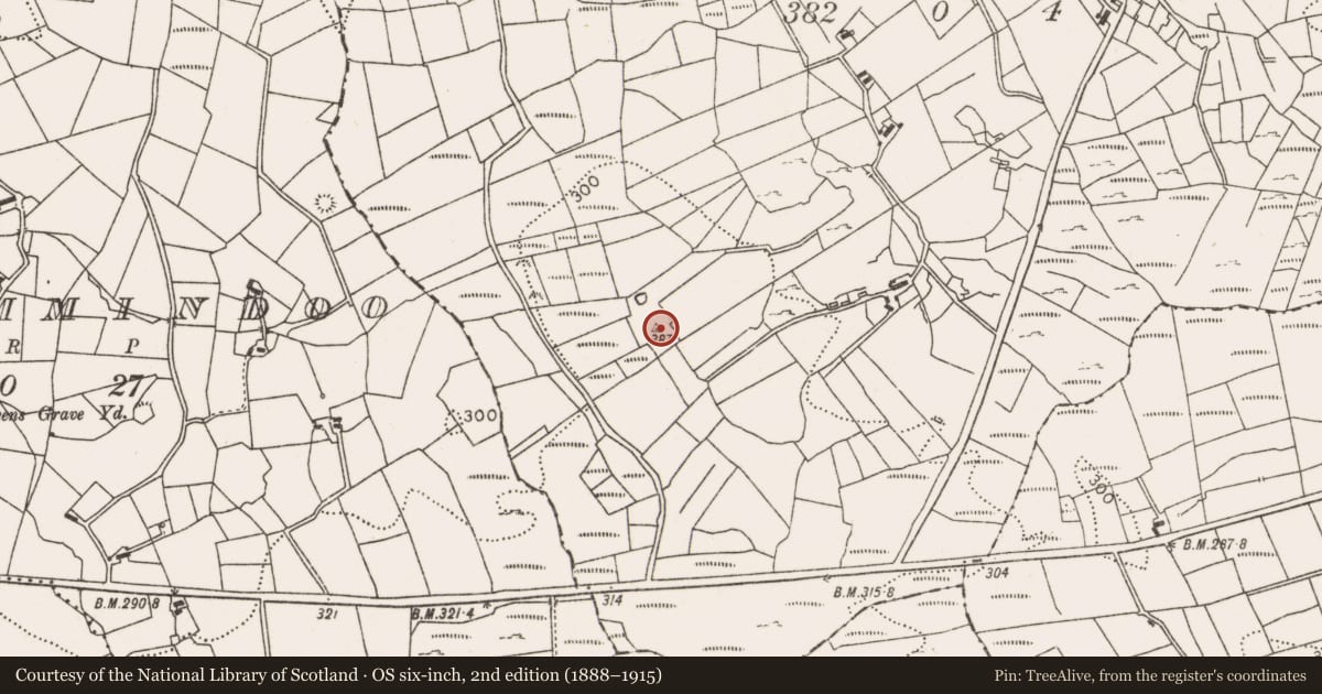 Ordnance Survey six-inch map, 2nd edition (1888–1915) covering the location of Cairn - unclassified, Sheean, County Mayo, with a pin at the register's coordinates