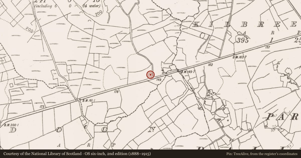 Ordnance Survey six-inch map, 2nd edition (1888–1915) covering the location of Ringfort - rath, Knockbrack, County Mayo, with a pin at the register's coordinates