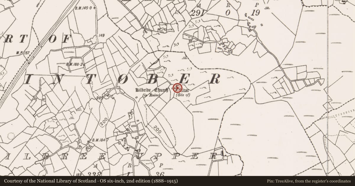 Ordnance Survey six-inch map, 2nd edition (1888–1915) covering the location of Altar, Kilbree Upper, County Mayo, with a pin at the register's coordinates