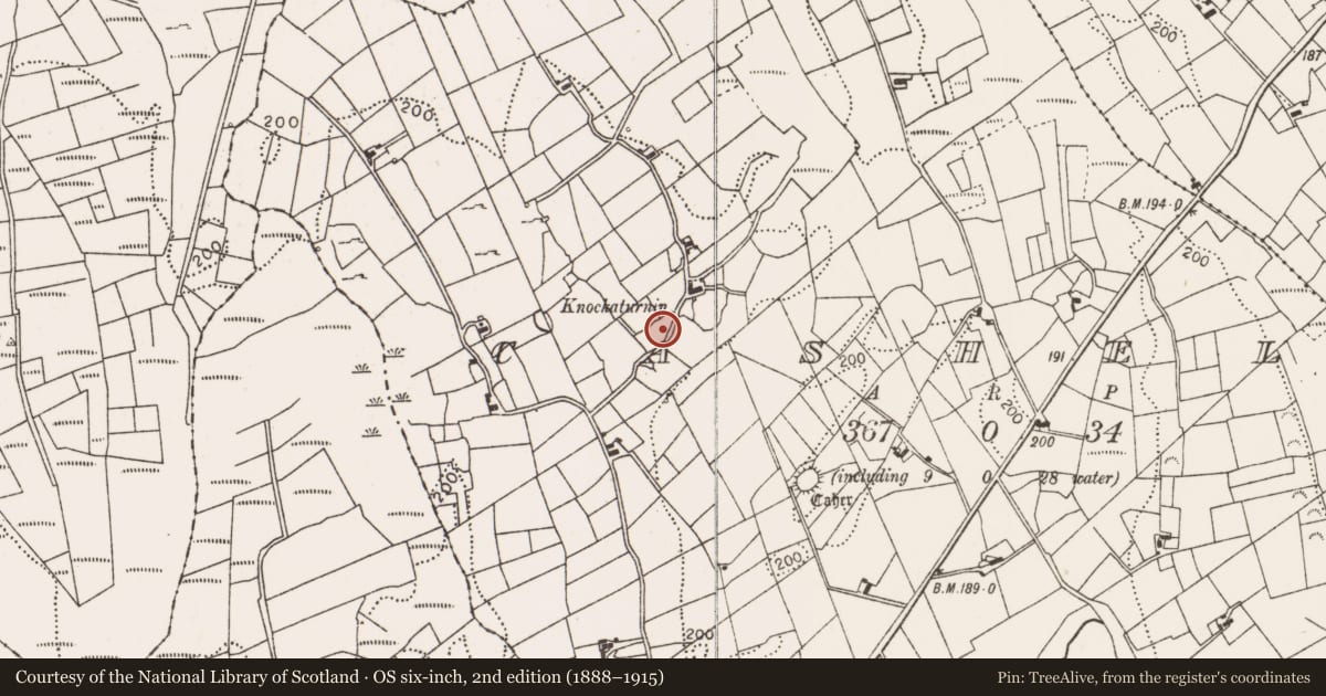 Ordnance Survey six-inch map, 2nd edition (1888–1915) covering the location of Enclosure, Cashel (Burrishoole By., Islandeady Par.), County Mayo, with a pin at the register's coordinates