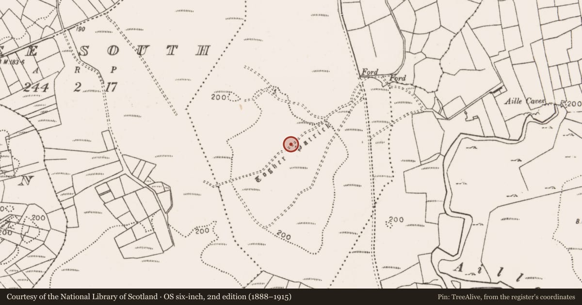 Ordnance Survey six-inch map, 2nd edition (1888–1915) covering the location of Road - road/trackway, MacE South, Toberrooaun, County Mayo, with a pin at the register's coordinates