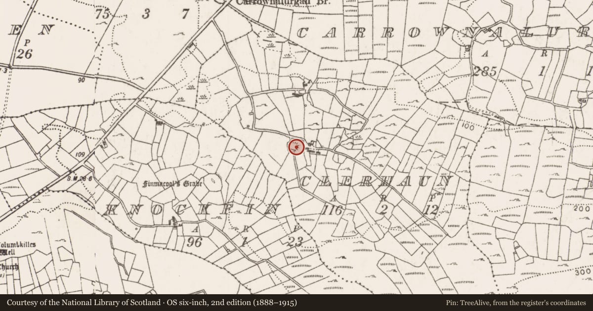 Ordnance Survey six-inch map, 2nd edition (1888–1915) covering the location of Ringfort - rath, Clerhaun, County Mayo, with a pin at the register's coordinates