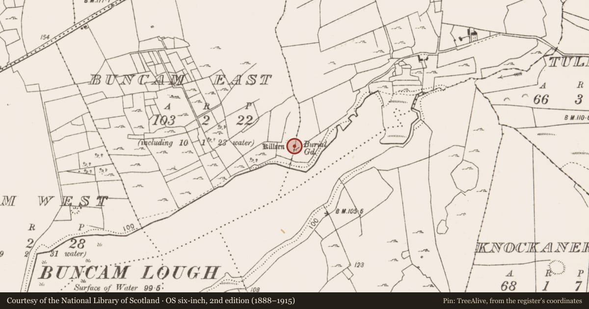 Ordnance Survey six-inch map, 2nd edition (1888–1915) covering the location of Ringfort - rath, County Mayo, with a pin at the register's coordinates