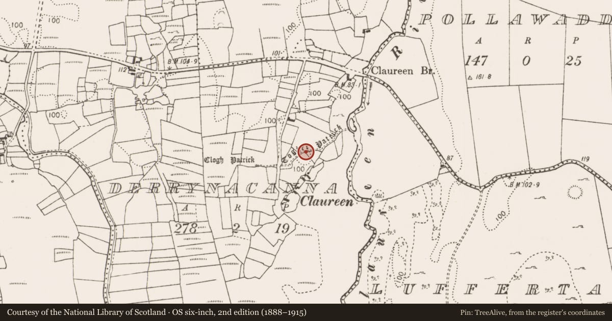 Ordnance Survey six-inch map, 2nd edition (1888–1915) covering the location of Road - road/trackway, County Mayo, with a pin at the register's coordinates