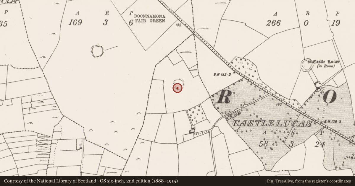 Ordnance Survey six-inch map, 2nd edition (1888–1915) covering the location of Ringfort - rath, Weatherfort, County Mayo, with a pin at the register's coordinates