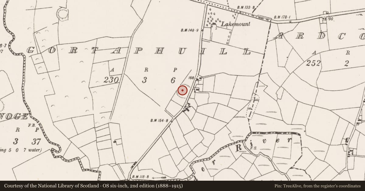 Ordnance Survey six-inch map, 2nd edition (1888–1915) covering the location of Ringfort - rath, Gortaphuill, County Mayo, with a pin at the register's coordinates