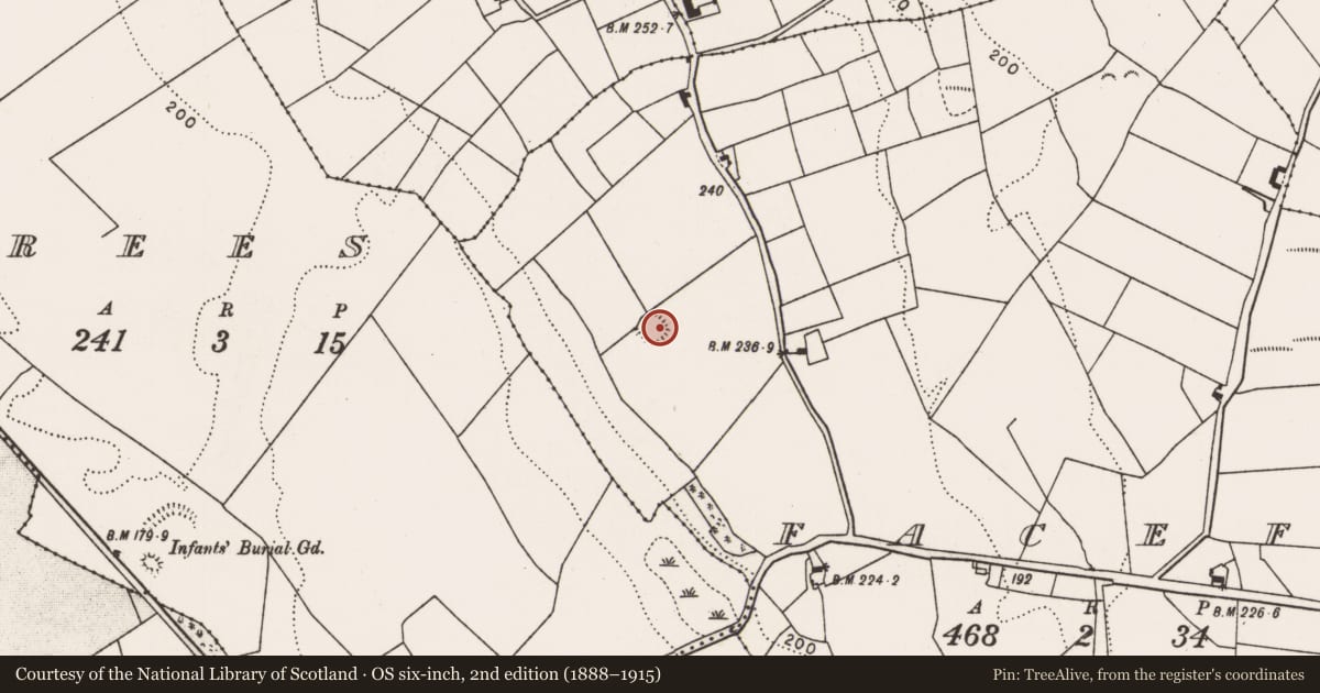 Ordnance Survey six-inch map, 2nd edition (1888–1915) covering the location of Ringfort - rath, Facefield, County Mayo, with a pin at the register's coordinates