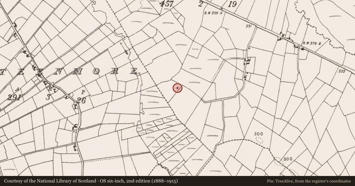 Ordnance Survey six-inch map, 2nd edition (1888–1915) covering the location of Earthwork, Gortnaraha, County Mayo, with a pin at the register's coordinates