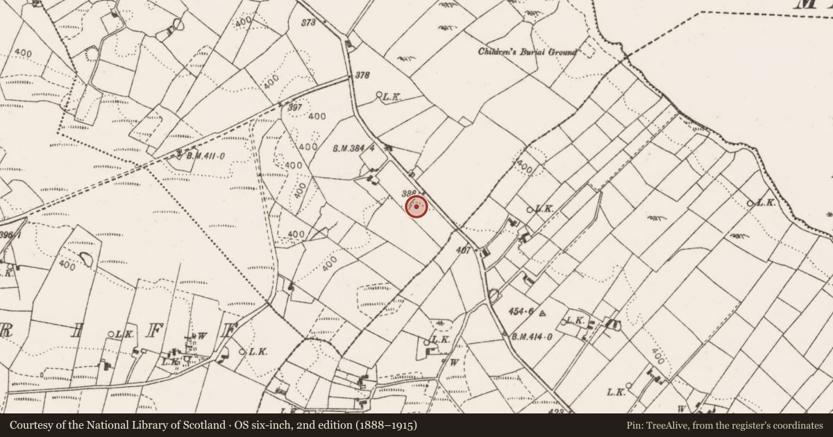 Ordnance Survey six-inch map, 2nd edition (1888–1915) covering the location of Enclosure, Coogue South, County Mayo, with a pin at the register's coordinates