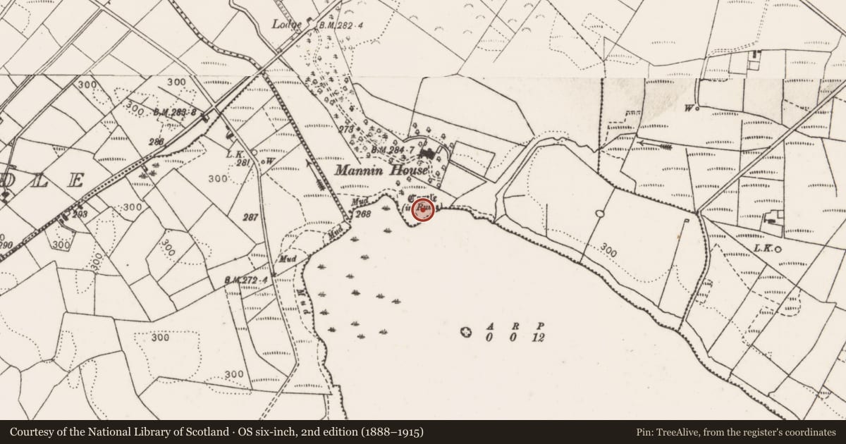 Ordnance Survey six-inch map, 2nd edition (1888–1915) covering the location of House - 16th/17th century, Mannin, County Mayo, with a pin at the register's coordinates
