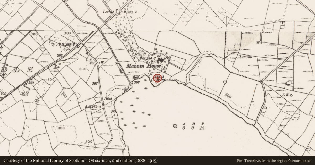 Ordnance Survey six-inch map, 2nd edition (1888–1915) covering the location of Promontory fort - inland, Mannin, County Mayo, with a pin at the register's coordinates